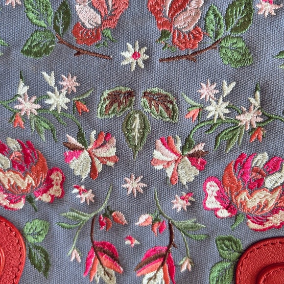 Sharif New with tags designer embroidered bag, with leather trim, Blue Floral - Picture 9 of 9